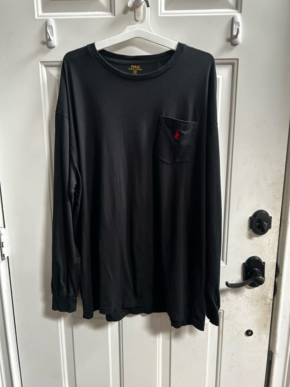 Polo by Ralph Lauren Black Long-Sleeve Pocket Tee with Red Pony
